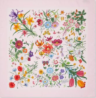 Gucci Printed Silk Twill Carr&eacute;, Pink, Silk