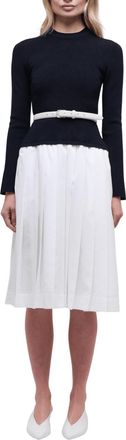SIMKHAI Heather Long Sleeve Belted Midi Dress In Black Multi