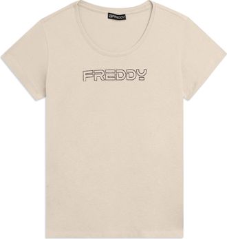 Freddy T-shirt Manica Corta con Logo FREDDY in Outline Glitter
