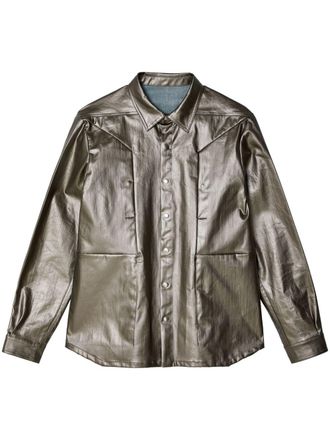 Rick Owens Fogpocket high-shine shirt jacket - Silver