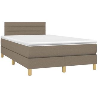 vidaXL Cama Box Spring Con Colch&oacute;n Y Led Tela Gris Taupe 120x190 Cm Vidaxl