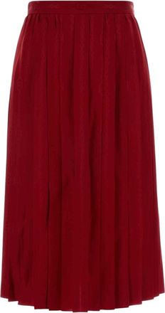 Gucci Red Pleated Midi Skirt