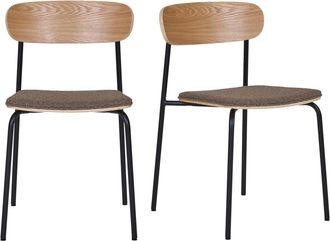 Moloo Silla en fresno macizo acero negro y tela color topo (x2)