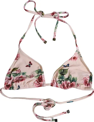 Dolce & Gabbana Floral Halter Bikini Top - Pink