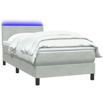 vidaXL Cama Box Spring Con Colch&oacute;n Terciopelo Gris Claro 80x210 Cm Vidaxl