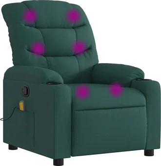 vidaXL Vidaxl - Sill&oacute;n De Masaje Reclinable De Tela Verde Oscuro