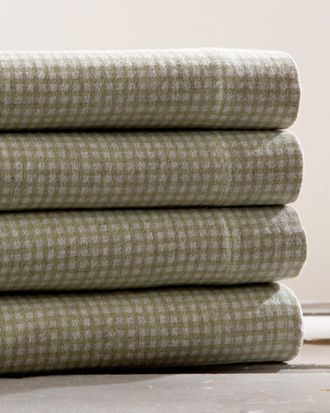 Belle Epoque Heather Gingham Flannel Sheet Set