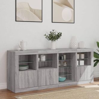 Berkfield Home Sideboard with LED Lights Grey Sonoma 164x37x67 cm | Size: 164 x 37 x 67 cm