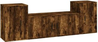 vidaXL 3 Piece tv Cabinet Set Smoked Oak Engineered Wood Vidaxl