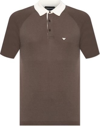 Emporio Armani Fijngebreide trui van lyocellmix met polokraag - Heren - Polos - Bruin - XL - Katoen - Tops