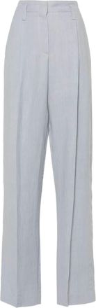 Brunello Cucinelli pleated straight-leg trousers - women - Linen/Flax/Polyester/Viscose/Cupro/Acetate/Cotton - 40 - Blue
