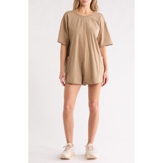 Free People FP Movement Hot Shot Tee Romper in Neutral at Nordstrom Rack, Size X-Large