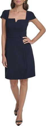 Vince Camuto Notch Neck Crepe Dress in Navy at Nordstrom, Size 16
