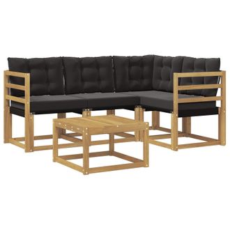 vidaXL Conjunto De Sof&aacute;s De Exterior Con Coj&iacute;n 5 Pcs Blanco Y Negro Vidaxl