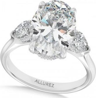 Allurez Oval Lab Diamond Engagement Ring Platinum (8.00ct)