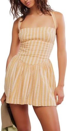 Free People Laurel Plaid Cotton Minidress in Neutral Combo at Nordstrom, Size X-Small