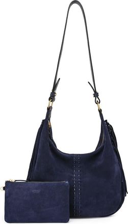 OLD TREND Hydrangea Genuine Leather Suede Heritage Shoulder Bag in Navy at Nordstrom
