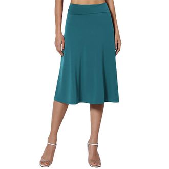 Generic Todays Offers Special Deals Maxi Skirts for Women UK Summer Womens Simple Comfort Basic Stretch A Line Flared Knee Length Skirt Summer Skirts Elastic 