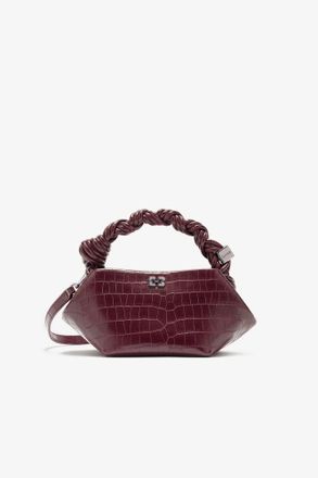 Ganni Burgundy Red Croco Mini Bou Bag