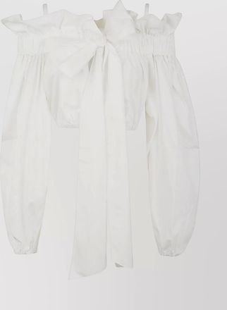 Patou bow detail off-shoulder ruffled top