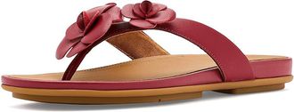 FitFlop Gracie Flower Leather Flip-flops Womens Wedge Shoes Burnt Berry : 10 M (B)