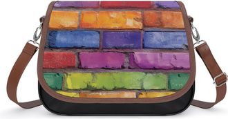 Generic Rainbow Wall Brick Small Womens Crossbody Bags Shoulder Handbag with Adjustable Strap for Travel