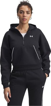 Under Armour Rival Fleece Piped 1/2 Zip Hoodie Womens Sweatshirt Black/White : LG (US 12-14), Polyester
