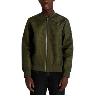 Karl Lagerfeld Camo Bomber Jacket in Olive at Nordstrom, Size Xx-Large