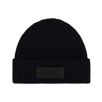 Dondup Geribbelde Gebreide Muts - Heren - Accessoires - Zwart - Maat: ONE Size Zijde