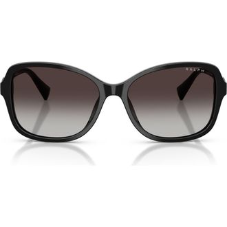 Ralph Lauren 57mm Square Sunglasses in Shiny Black/gradient Grey at Nordstrom