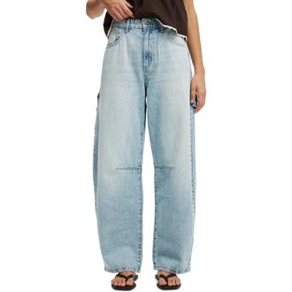 Cotton On Womens Barrel Jean in Sunfaded Blue Carpenter at Nordstrom, Size 0