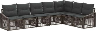 vidaXL Conjunto De Sof&aacute;s De Jard&iacute;n 7 Uds. Gris Rat&aacute;n Sint&eacute;tico Vidaxl