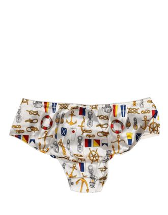Dolce & Gabbana Womens White Sailor Print Polyester Bottoms Underwear Elastane Clothing