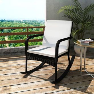 vidaXL Silla Mecedora De Jard&iacute;n Rat&aacute;n Sint&eacute;tico Negro Vidaxl