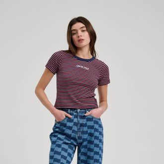 Santa Cruz T-Shirt SANTA CRUZ STRIP LOGO EMB T-SHIRT, Damen, Gr. XL (14), schwarz (schwarz stripe), Obermaterial: 100% Baumwolle, Shirts T-Shirt