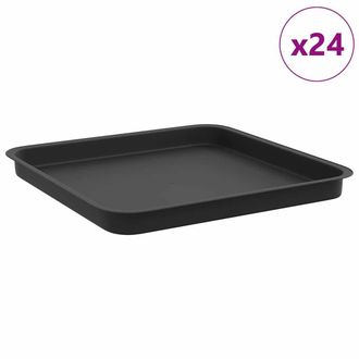 vidaXL Bandeja Cuadrada Para Flores 24 Pcs Negro 36 X 36 X 2.5 Cm Vidaxl
