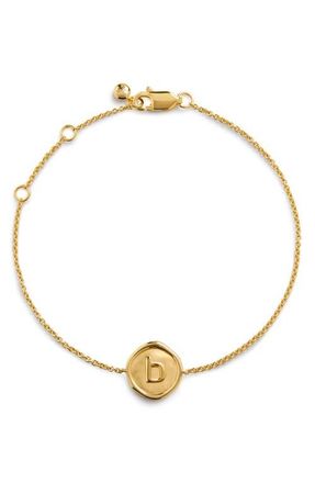 Monica Vinader Initial Stamp Charm Bracelet in 18Ct Gold Vermeil B at Nordstrom