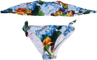 Dolce & Gabbana White Floral Swimsuit 2 Piece Top Bottom Womens Swimwear (Pre-Owned)