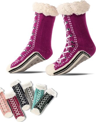 Generic Ultra-Thick Cashmere Slipper Home Socks, New Non-Slip Cashmere Slipper Socks Winter Warm Cozy Fuzzy Non-Slip Fluffy Soft Warm Slipper Socks for Indoor