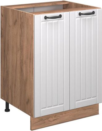 Vicco Mueble Bajo De Cocina Fame-line, Blanco Casa De Campo, 60 Cm, Et Antracita, Vicco