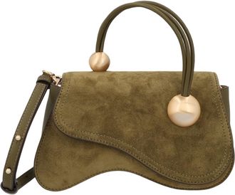 Cult Gaia Sculptural Brown Leather Shoulder Bag With Artistic Flap Design