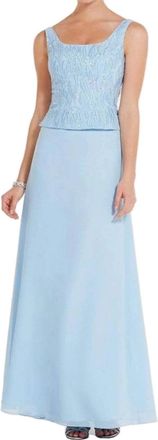 Alyce Paris Square Neck A-Line Formal Maxi Dress In Powder Blue