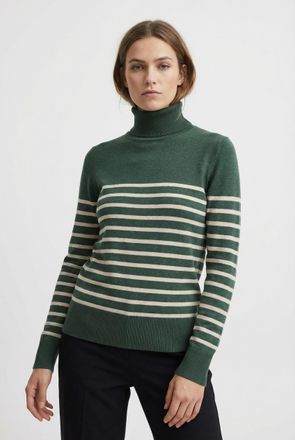Saint Tropez Rollkragenpullover SAINT TROPEZ MilaSZ St. Rollneck, Damen, Gr. XXL, braun (june braun rice stripe), Strick, Obermaterial: 80% Viskose, 20% Polyacryl,