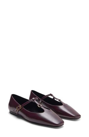 Mango T-Strap Flat in Burgundy at Nordstrom, Size 5Us