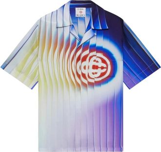 Casablanca Camicia Camp in Seta Misto Manica Corta con Pinces - - Shirts - Uomo - Multicolore - L