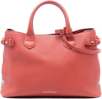 Burberry Pre-owned Burberry Medium Leather and House Check Canvas Banner Satchel ITCF&10SCA