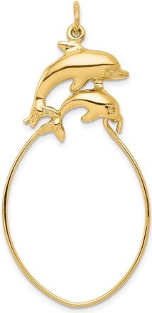 Diamond2Deal 10k Yellow Gold Double Dolphin Charm Holder