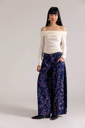 Free People About That Baggy Trouser Jean In Flocked Meadow Floral