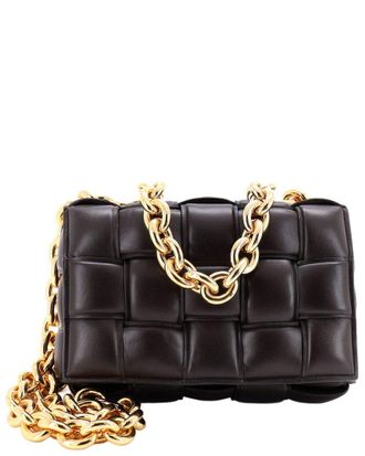 Bottega Veneta Brown Padded Maxi Intrecciato Leather Cassette Chain Crossbody (Authentic Pre-Loved)
