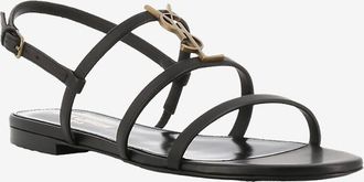 Saint Laurent Flache Sandalen aus Kalbsleder Cassandra 05